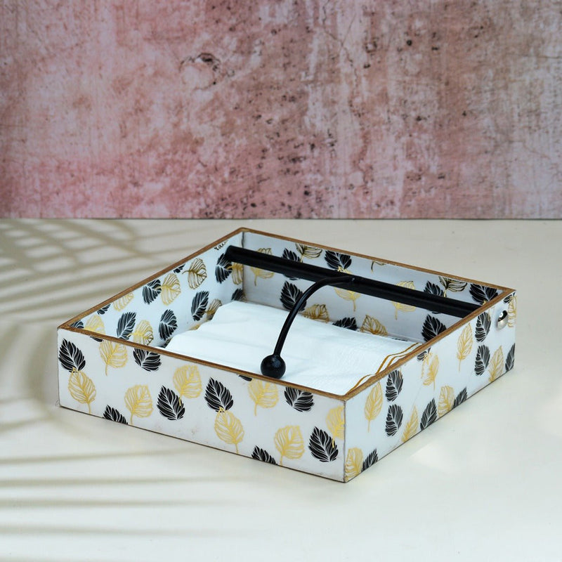 Monochrome Gold Foil MDF Tissue Holder | Verified Sustainable Home Decor on Brown Living™