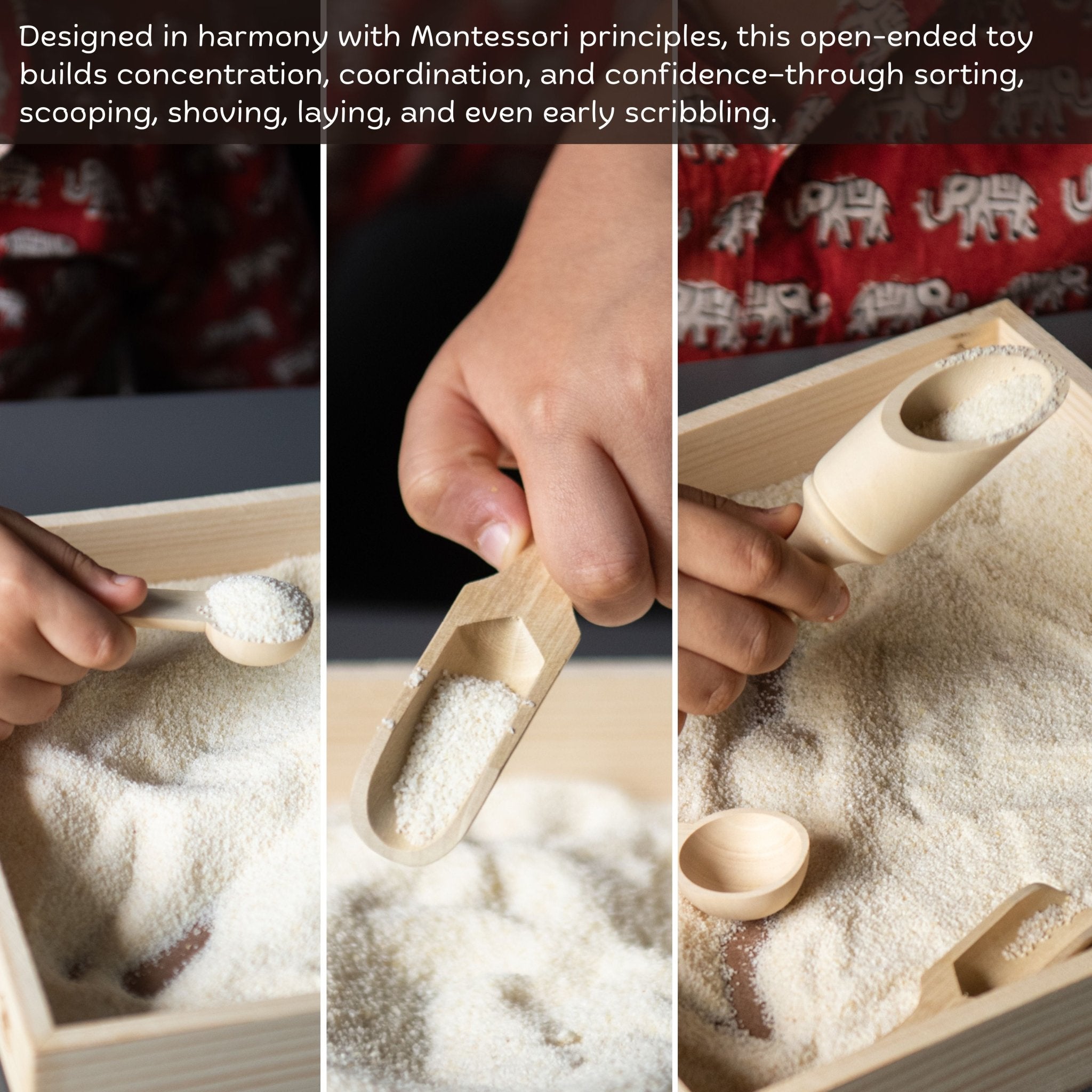 Montessori Wooden Tray and Sorter | Early Learning Activity Toy – Learning & Educational Toys on Brown Living™. SKU: TTOE005. Img 4.