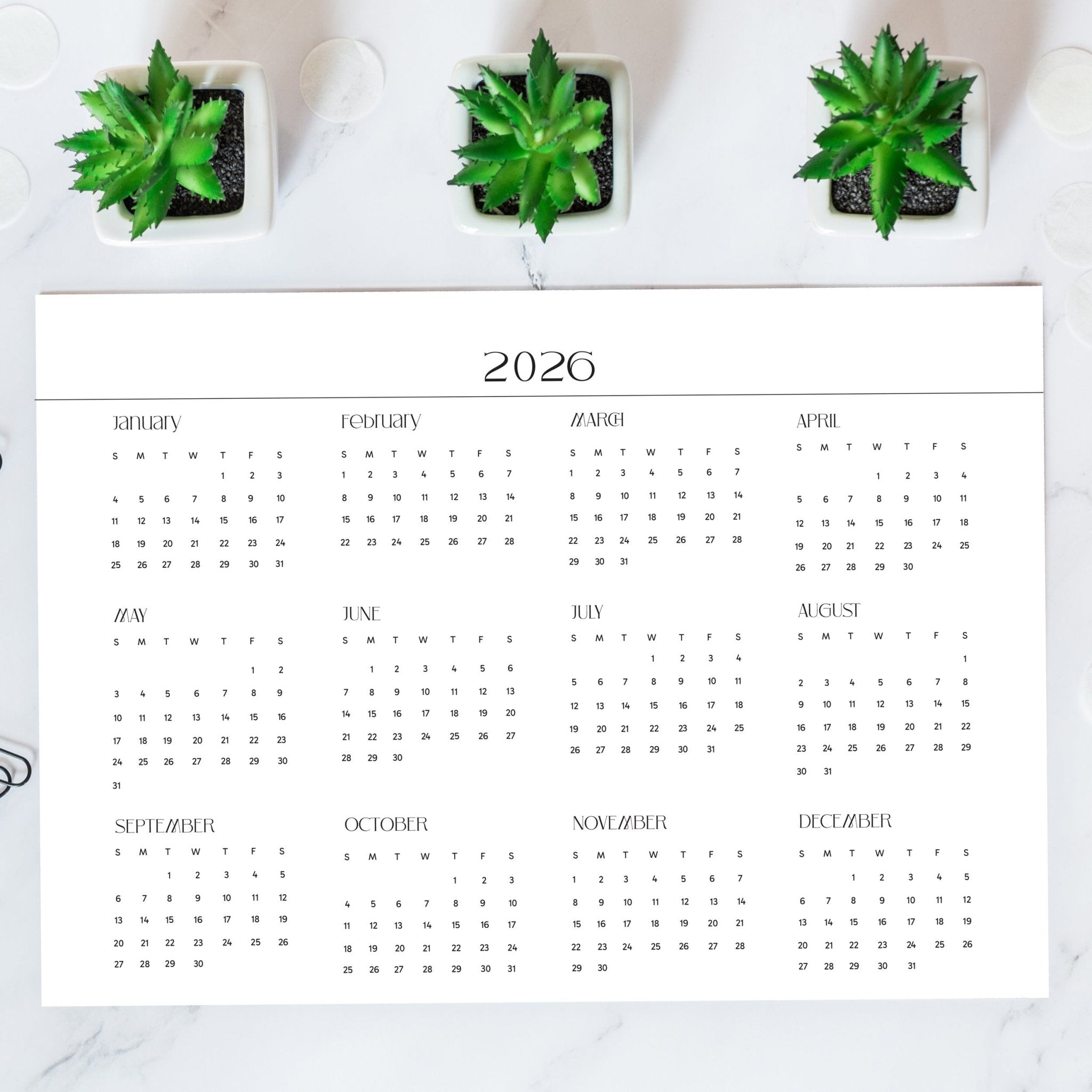Monthly Desk Mat Calendar 2026 – Planner Refill (Jan–Dec) – Desk Accessories on Brown Living™. SKU: 06-CA06-FlayLay. Img 2.