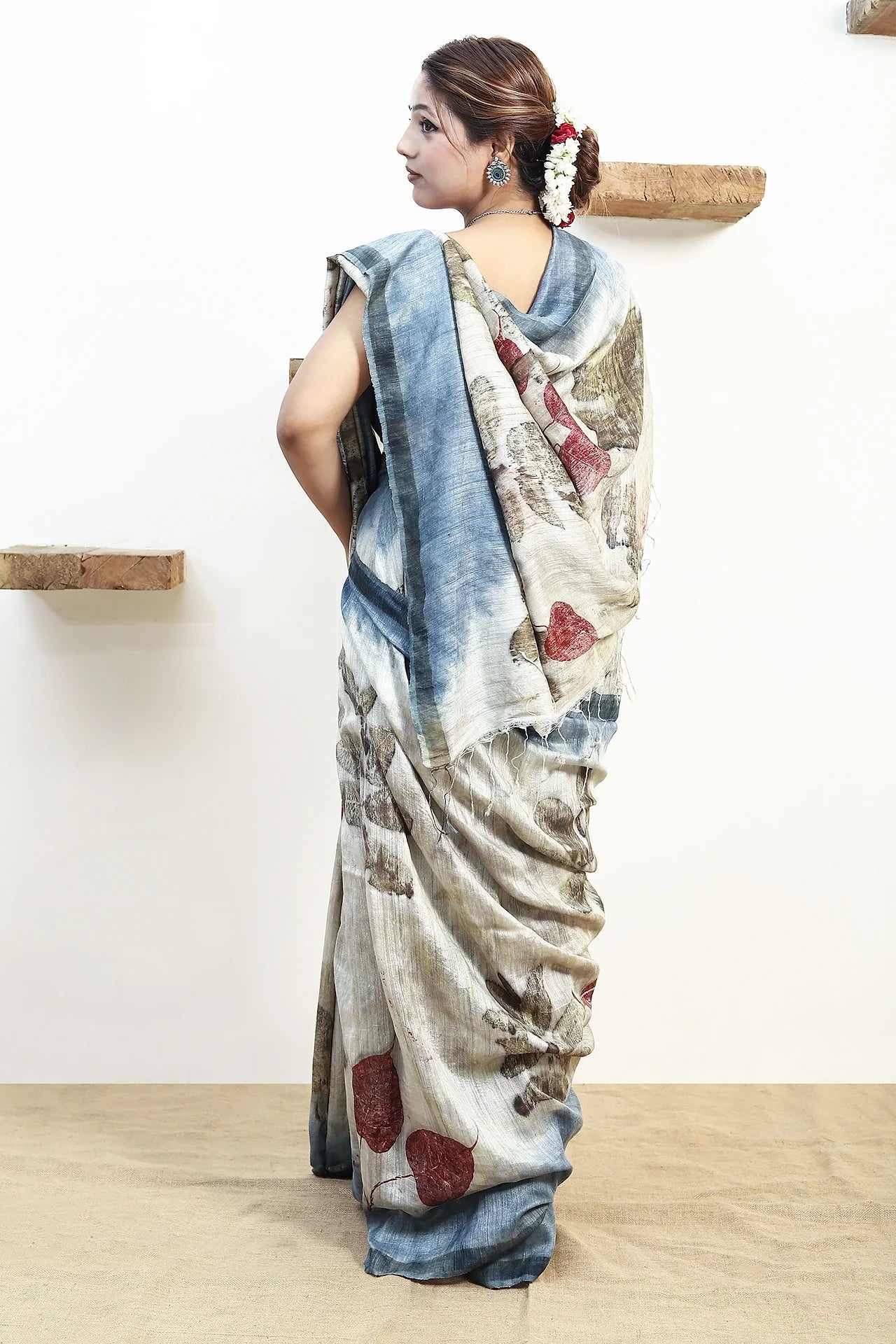 Moonlit Indigo Matka Silk Saree for Women – Womens Saree on Brown Living™. SKU: MTS2. Img 4.
