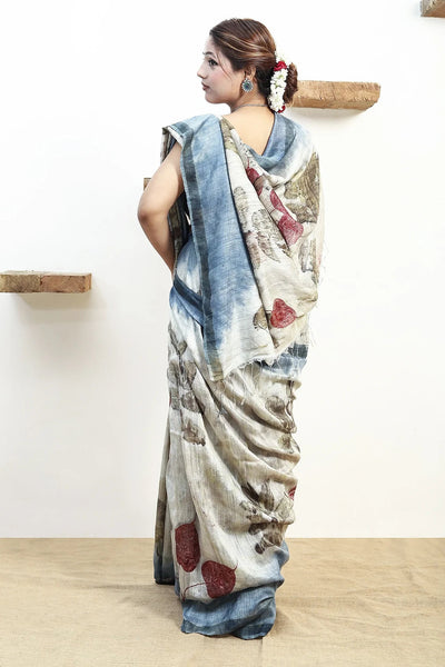 Moonlit Indigo Matka Silk Saree for Women – Womens Saree on Brown Living™. SKU: MTS2. Img 4.