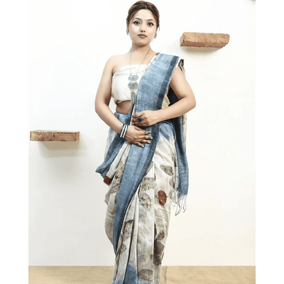 Moonlit Indigo Matka Silk Saree for Women – Womens Saree on Brown Living™. SKU: MTS2. Img 1.