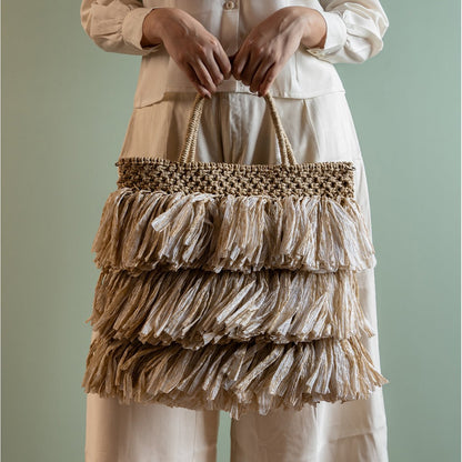 Moonlit Raffia Bag | Handwoven Natural Raffia Shoulder Bag – Handbags on Brown Living™. SKU: S24MOONLRA199-BE. Img 6.