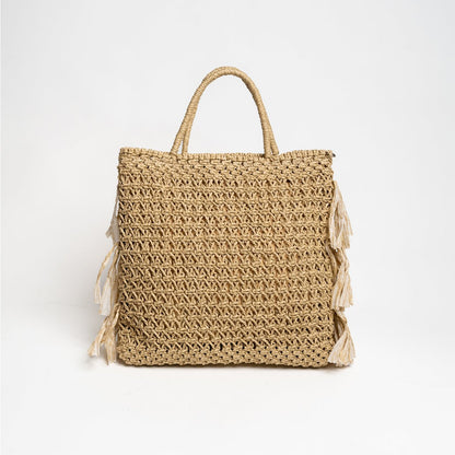 Moonlit Raffia Bag | Handwoven Natural Raffia Shoulder Bag – Handbags on Brown Living™. SKU: S24MOONLRA199-BE. Img 8.