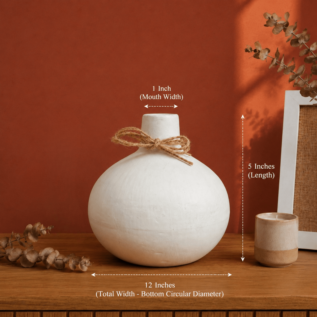 Moonstone Bloom Vase with Dried Flowers | Elegant Neutral Home Decor – Vases on Brown Living™. SKU: V-406. Img 3.