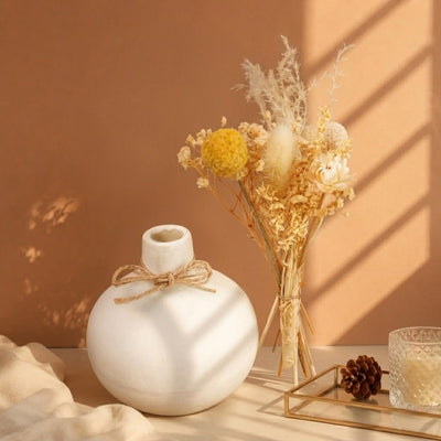 Moonstone Bloom Vase with Dried Flowers | Elegant Neutral Home Decor – Vases on Brown Living™. SKU: V-406. Img 2.