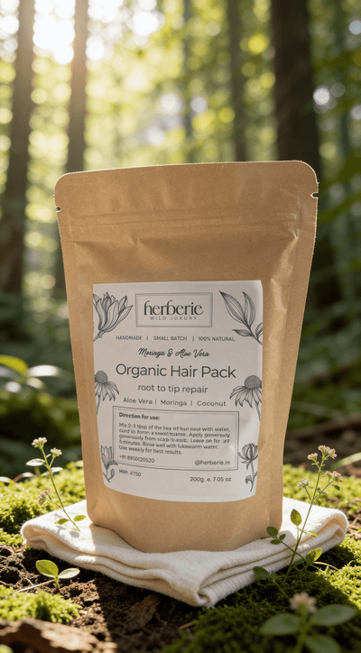 Moringa & Aloe Vera Hair Pack | Nourishing Hair Mask | 200g – Hair Pack on Brown Living™. SKU: MAHP-200. Img 1.