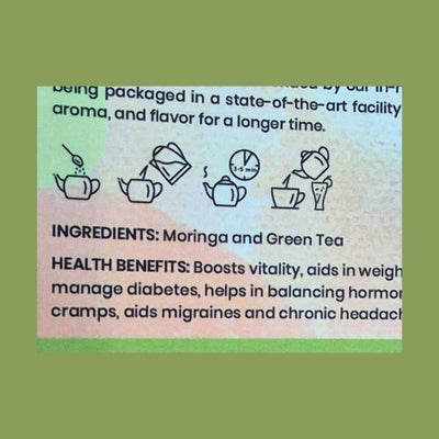 Moringa Boost Green Tea – Nutrient-Rich Vitality – 50g – Tea on Brown Living™. SKU: PWTin50New. Img 10.