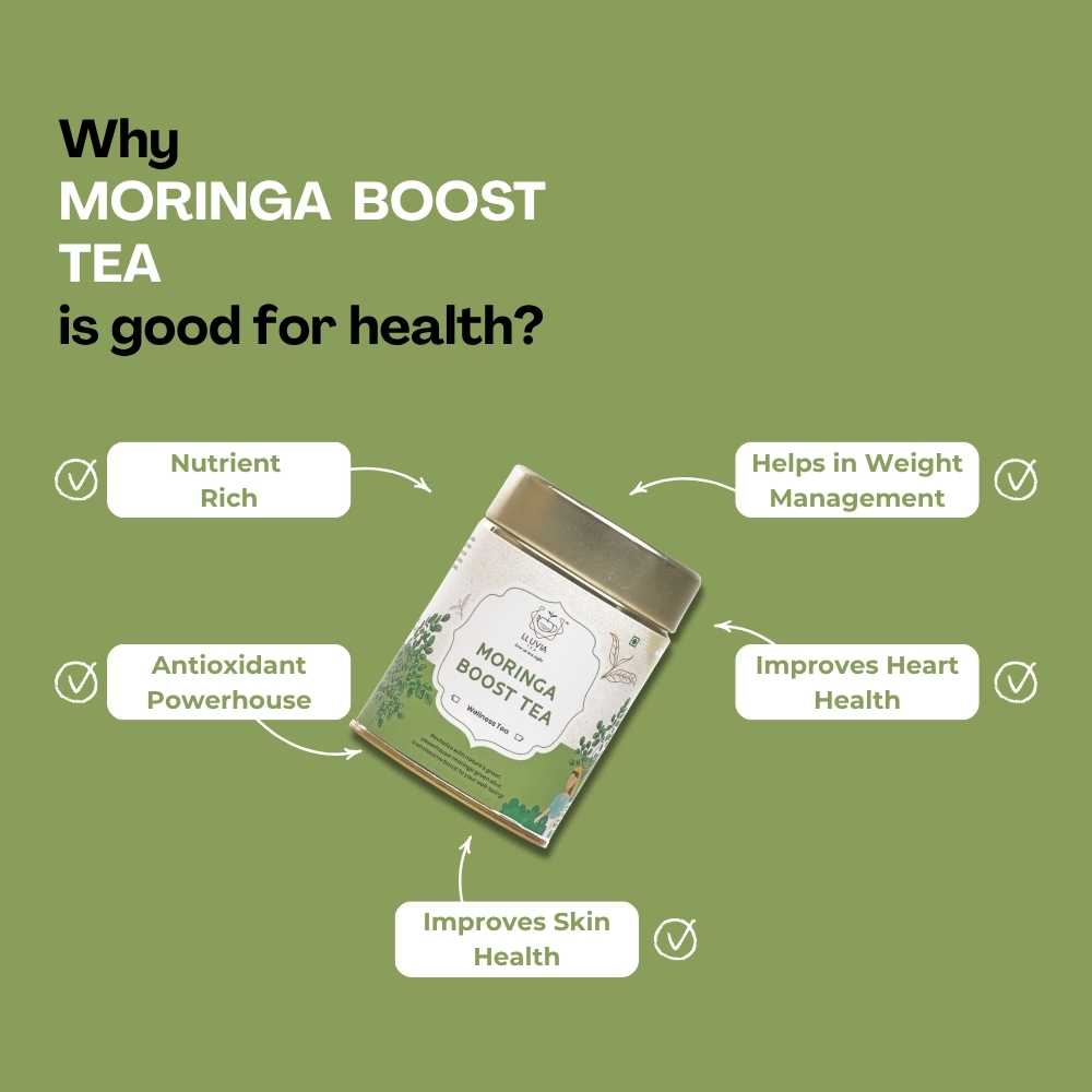 Moringa Boost Green Tea – Nutrient-Rich Vitality – 50g – Tea on Brown Living™. SKU: PWTin50New. Img 5.