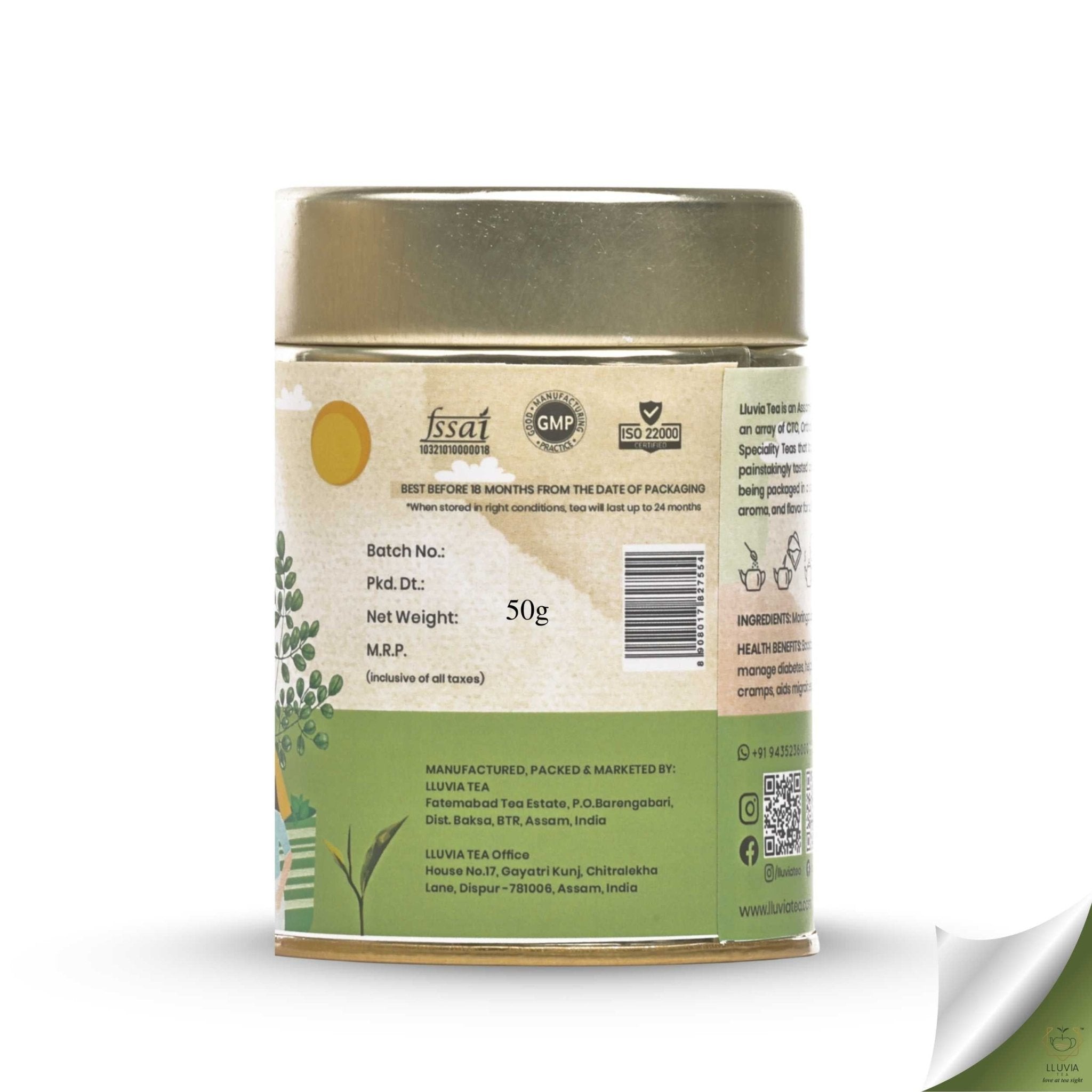 Moringa Boost Green Tea – Nutrient-Rich Vitality – 50g – Tea on Brown Living™. SKU: PWTin50New. Img 2.