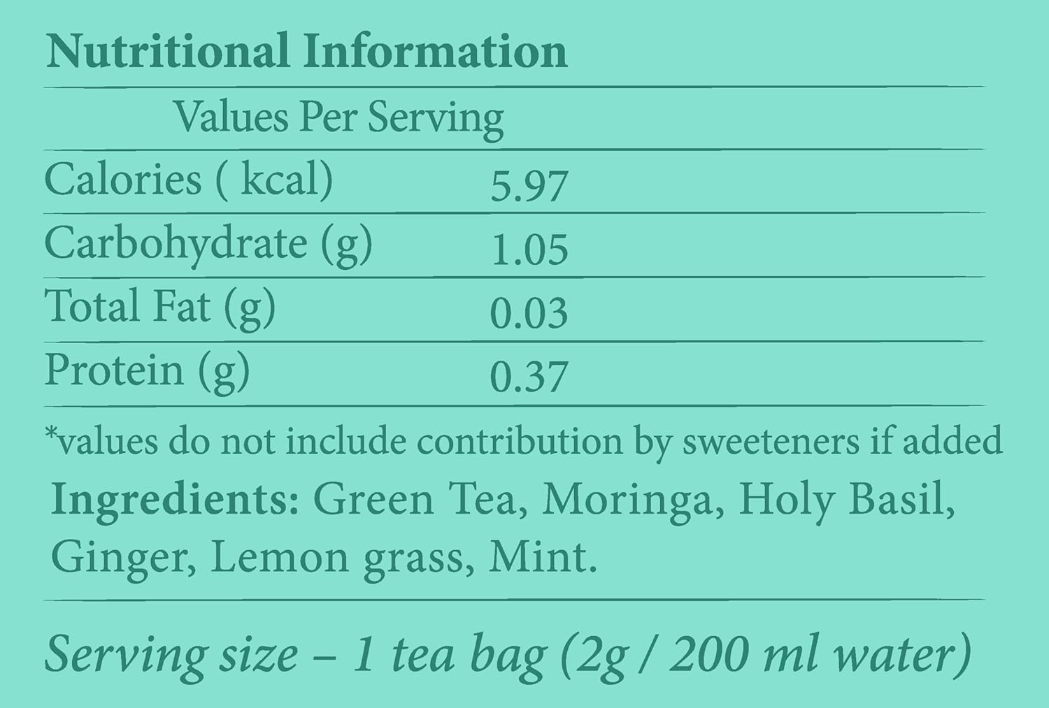 Moringa Herbal Tea | Green Exotica Wellness Tea – Tea on Brown Living™. SKU: TM_GE. Img 6.