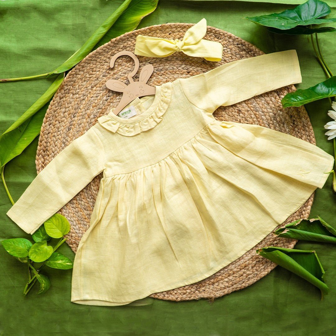 Morning Sunshine 100% Hemp Baby Frock Premium Soft Dress – Kids Frocks & Dresses on Brown Living™. SKU: ARN002_0-3. Img 1.
