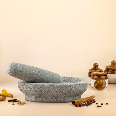 Mortar & Pestle (Kalvam/Ammikallu) – Uthukuli Stone – Kitchen Tools on Brown Living™. SKU: S15. Img 1.