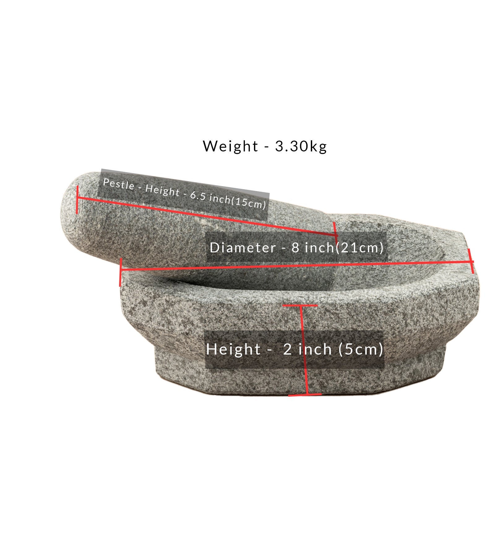 Mortar & Pestle (Kalvam/Ammikallu) – Uthukuli Stone – Kitchen Tools on Brown Living™. SKU: S15. Img 3.