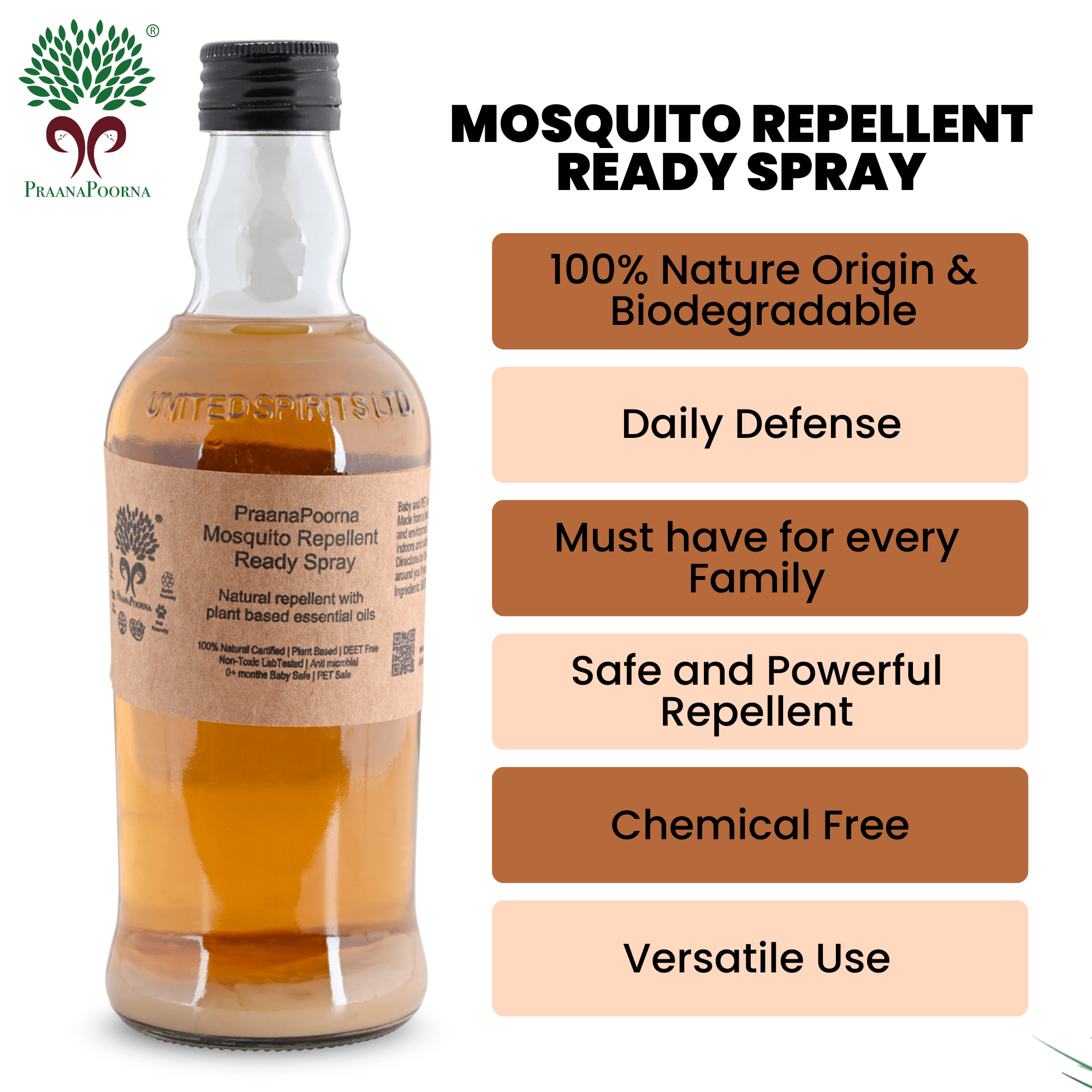 Mosquito Repellent Daily Spray 300ml – Insect Repellent on Brown Living™. SKU: 133-08222-praanapoorna-A50-S. Img 2.
