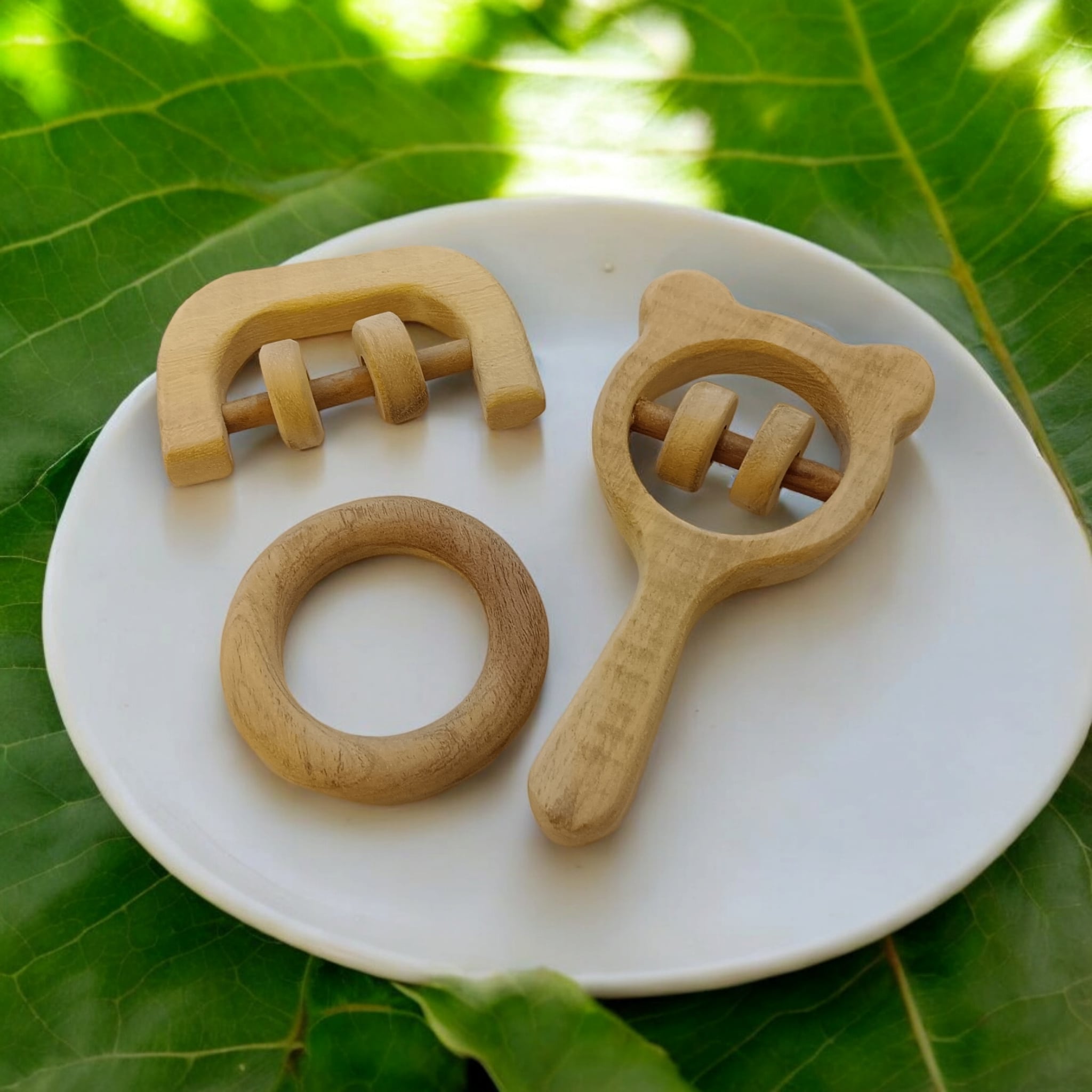 Most Loved Neem Rattles & Teethers – Mickey Head, C - Shape & Ring Shape – Wooden Toys on Brown Living™. SKU: RT_MKHD-C-RNG. Img 4.