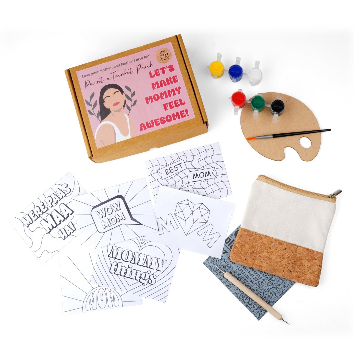 Mother Appreciation Trinket Pouch Painting DIY Kit – Learning & Educational Toys by The Cork Studio available on Brown Living™. . SKU: TCS - 21. Img 1.