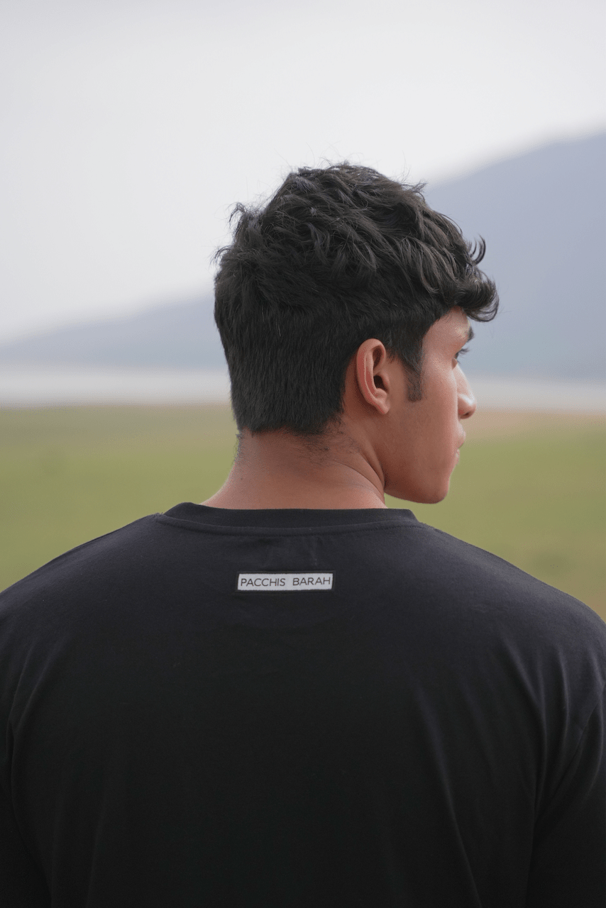 Motif Organic Cotton T-Shirt Black | GOTS Certified | Sustainable Tee – Mens T-Shirt on Brown Living™. SKU: PB2512-TSH-MTB-M. Img 3.