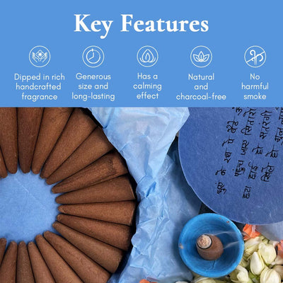 Motiya Dhoop - Pure Jasmine Incense Cones – Candles & Fragrances on Brown Living™. SKU: BFD05. Img 5.