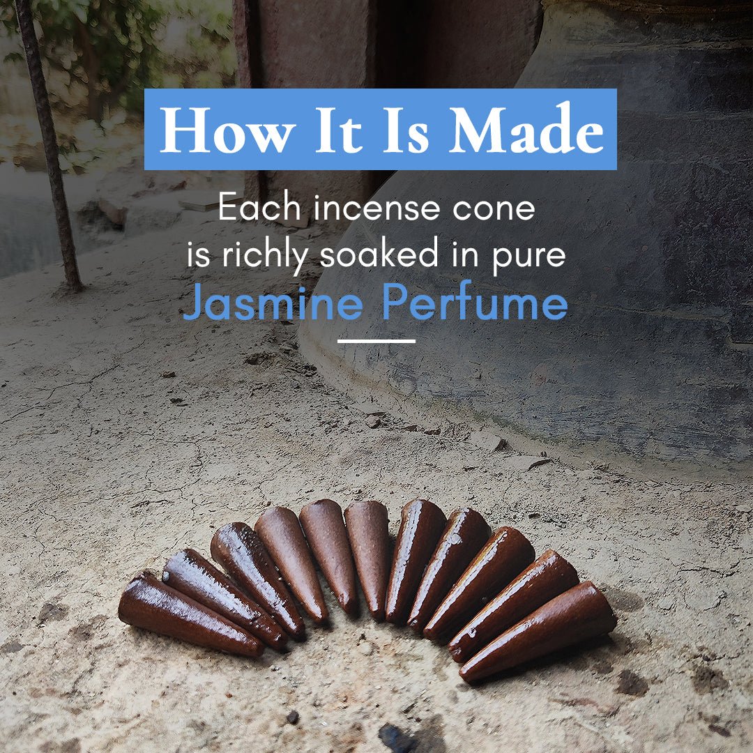 Motiya Dhoop - Pure Jasmine Incense Cones – Candles & Fragrances by Boond Fragrances available on Brown Living™. . SKU: BFD05. Img 3.
