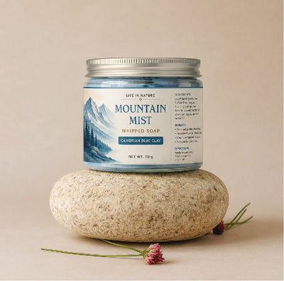 Mountain Mist Whipped Soap | Fresh Moisturizing Cream Soap – Body Soap on Brown Living™. SKU: LN-WS-MM50-01. Img 1.