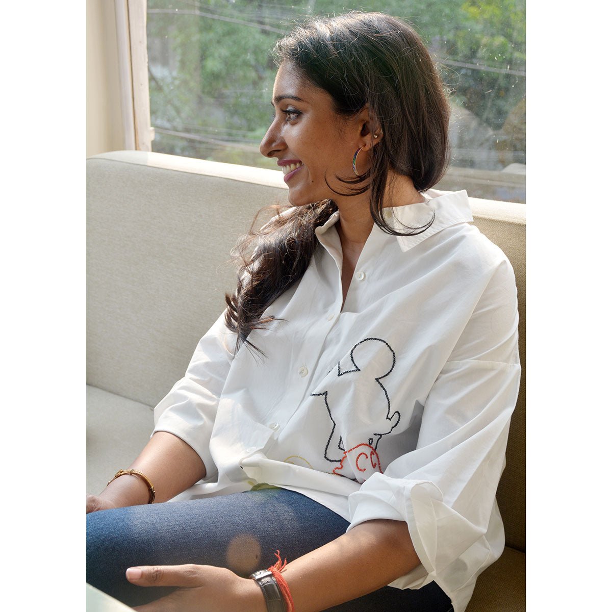 Mouse Embellished Cotton Shirt for Women – Womens Shirt on Brown Living™. SKU: MESW01W. Img 8.