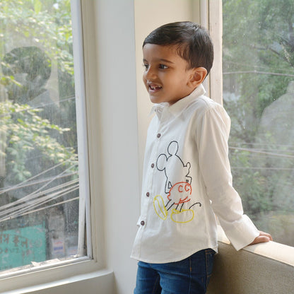 Mouse Embellished Cotton Shirt – Kids Shirts on Brown Living™. SKU: MECS - 010. Img 7.