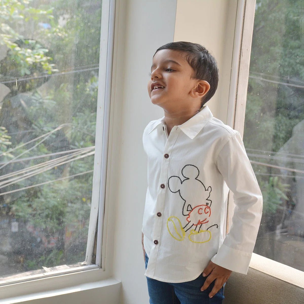 Mouse Embellished Cotton Shirt – Kids Shirts on Brown Living™. SKU: MECS - 010. Img 5.