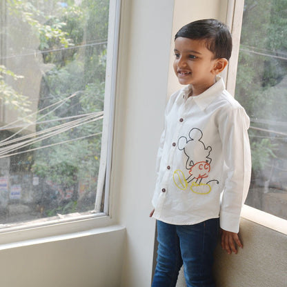 Mouse Embellished Cotton Shirt – Kids Shirts on Brown Living™. SKU: MECS - 010. Img 6.