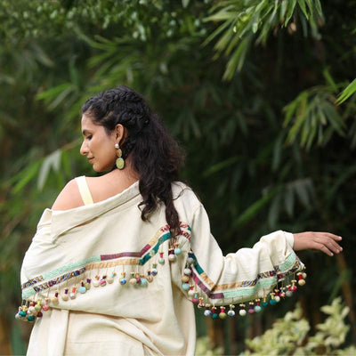 Moxie Tasseled Kala Cotton Oversized Denim Jacket – Womens Shirt on Brown Living™. SKU: JDSR009XS. Img 4.