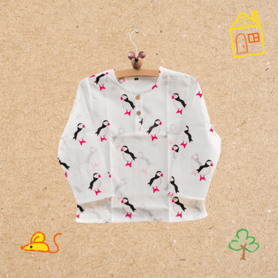 Mr. Puffin - Unisex Kids Cotton Nightwear – Kids Pyjamas on Brown Living™. SKU: MITHNW-035-1. Img 6.