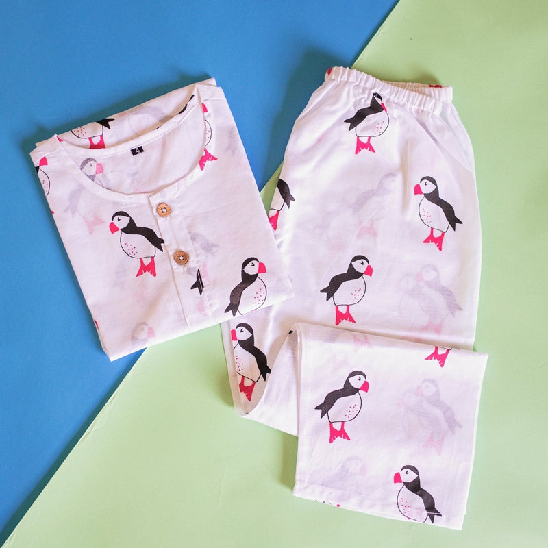 Mr. Puffin - Unisex Kids Cotton Nightwear | Verified Sustainable by Brown Living™