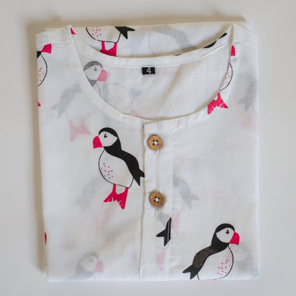 Mr. Puffin - Unisex Kids Cotton Nightwear | Verified Sustainable by Brown Living™