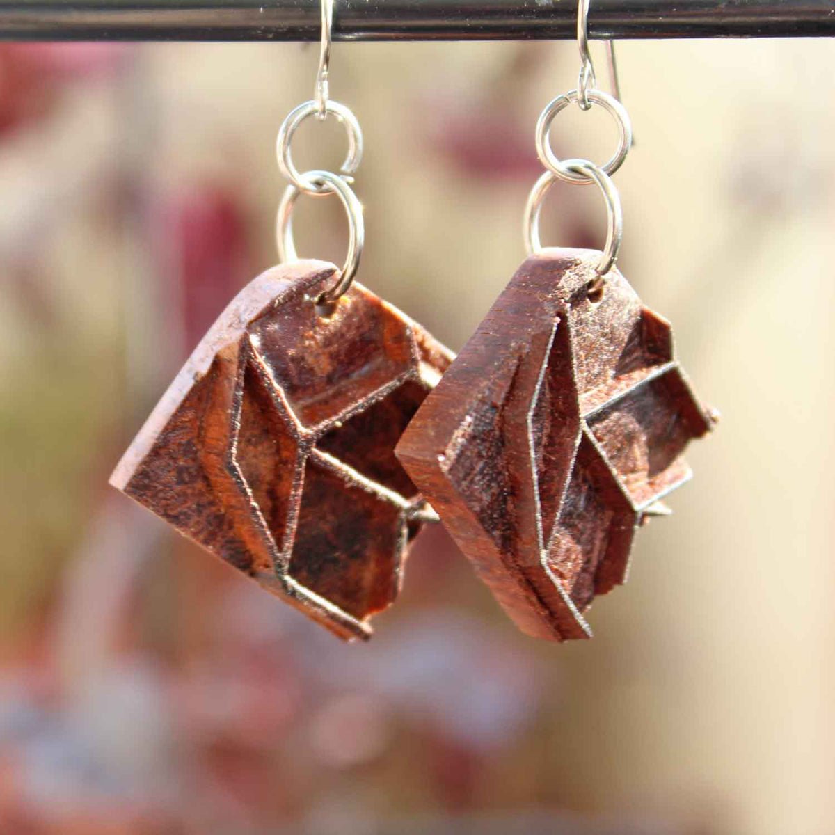 Mriga Rekh Wooden Earrings With Wood Block Carving – Jewellery on Brown Living™. SKU: UARKHWJER007. Img 3.