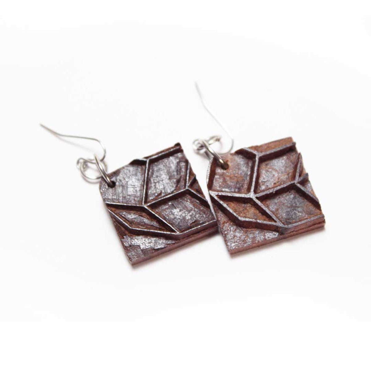 Mriga Rekh Wooden Earrings With Wood Block Carving – Jewellery on Brown Living™. SKU: UARKHWJER007. Img 1.