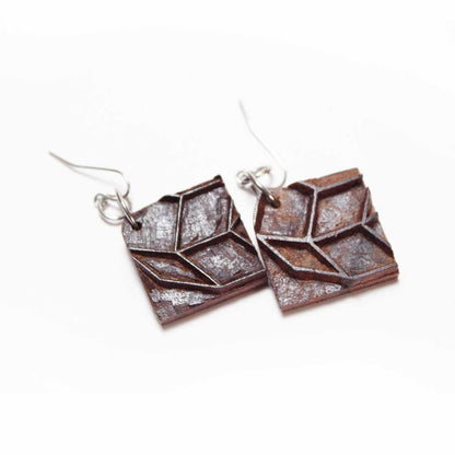 Mriga Rekh Wooden Earrings With Wood Block Carving – Jewellery on Brown Living™. SKU: UARKHWJER007. Img 1.