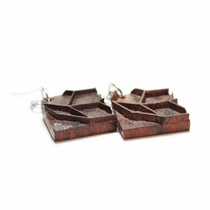 Mriga Rekh Wooden Earrings With Wood Block Carving – Jewellery on Brown Living™. SKU: UARKHWJER007. Img 4.