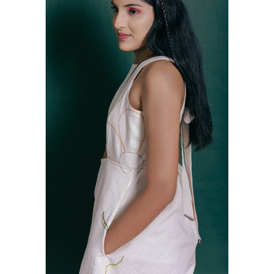 Mudita Khadi Jumpsuit for Women | Handwoven Cotton Sustainable Jumpsui – Womens Jumpsuit on Brown Living™. SKU: DL0134XSn. Img 2.