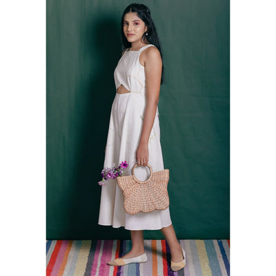 Mudita Khadi Jumpsuit for Women | Handwoven Cotton Sustainable Jumpsui – Womens Jumpsuit on Brown Living™. SKU: DL0134XSn. Img 4.