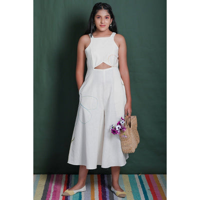 Mudita Khadi Jumpsuit for Women | Handwoven Cotton Sustainable Jumpsui – Womens Jumpsuit on Brown Living™. SKU: DL0134XSn. Img 1.