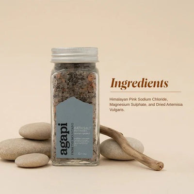 Mugwort Bath Salt | Relaxing Bath Soak | 120 g – Bath Salt on Brown Living™. SKU: MBS-01. Img 2.