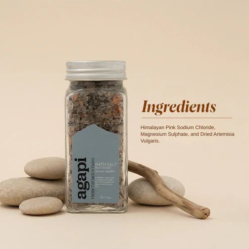 Mugwort Bath Salt | Relaxing Bath Soak | 120 g – Bath Salt on Brown Living™. SKU: MBS-01. Img 2.
