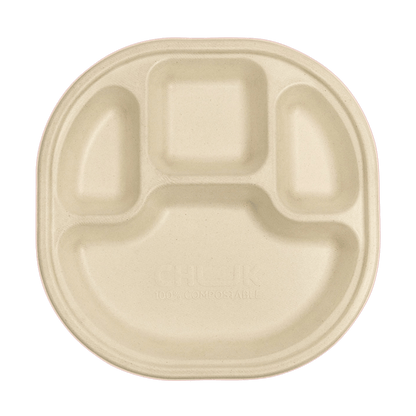 Multi - Compartment Disposable Chausar Meal Tray | Pack of 25 – Trays & Platters on Brown Living™. SKU: CLEC-15. Img 3.