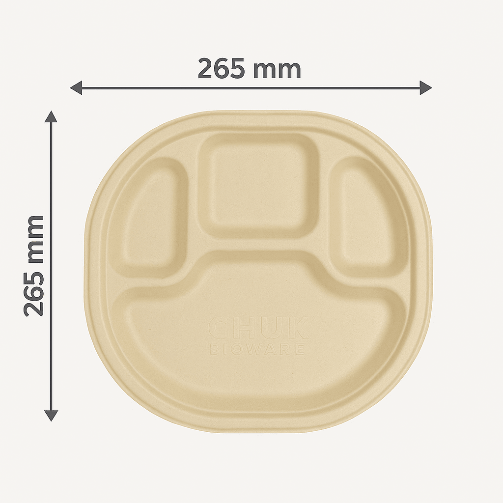 Multi - Compartment Disposable Chausar Meal Tray | Pack of 25 – Trays & Platters on Brown Living™. SKU: CLEC-15. Img 6.