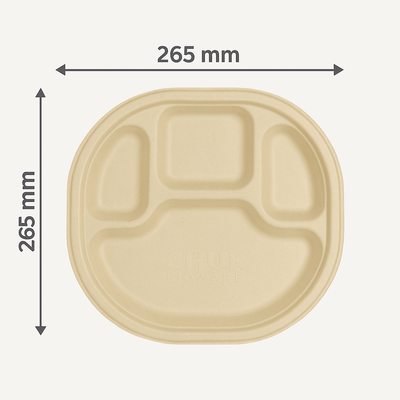 Multi - Compartment Disposable Chausar Meal Tray | Pack of 25 – Trays & Platters on Brown Living™. SKU: CLEC-15. Img 6.