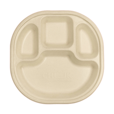 Multi - Compartment Disposable Chausar Meal Tray | Pack of 25 – Trays & Platters on Brown Living™. SKU: CLEC-15. Img 1.