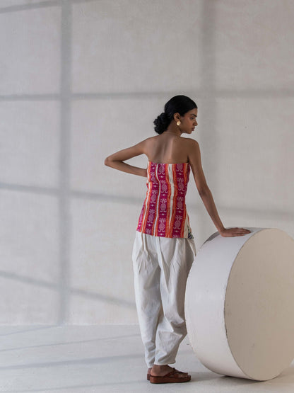 Multicolor Cotton Jacquard Tube Top for Women – Womens Top on Brown Living™. SKU: DCSS25T01S. Img 5.