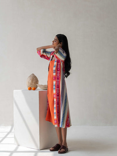 Multicolor Front Open Straight Cotton Jacquard Jacket for Women – Womens Jacket on Brown Living™. SKU: DCSS25L04S. Img 7.