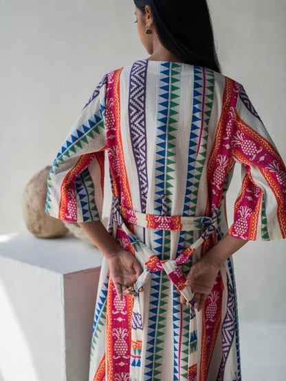 Multicolor Front Open Straight Cotton Jacquard Jacket for Women – Womens Jacket on Brown Living™. SKU: DCSS25L04S. Img 4.