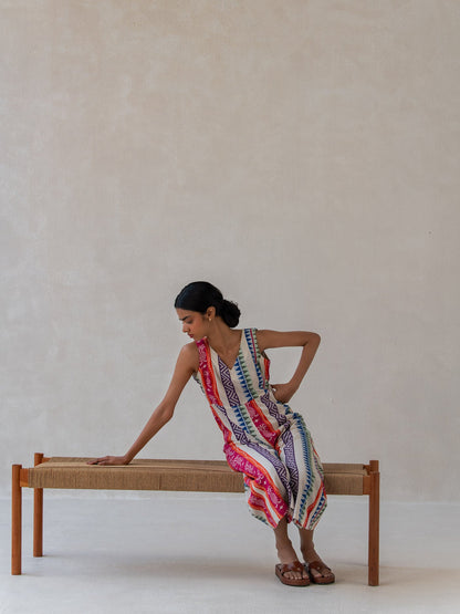 Multicolored Cotton Jacquard Flared Jumpsuit for Women – Womens Jumpsuit on Brown Living™. SKU: DCSS25D01S. Img 6.